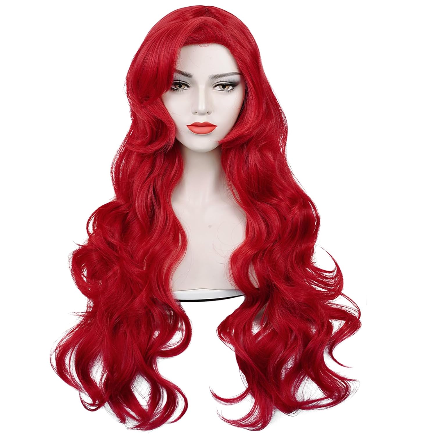 Red Mermaid Wigs for Women, Long Red Body Wave Wig+ Wig Cap for Little Mermaid Costume Halloween Cosplay - Image 5