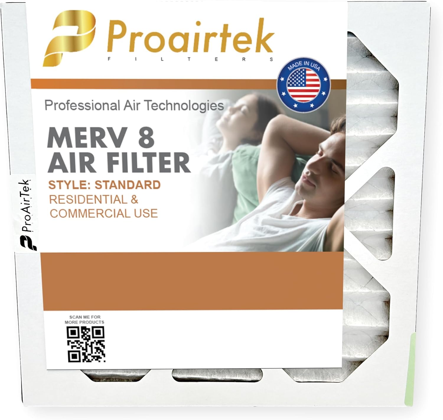 Proairtek AF12121M08SWH Model 12x12x1 Air Filter, MERV 8; Ideal for Anyone Wanting Clean, Crisp Air in Their Home