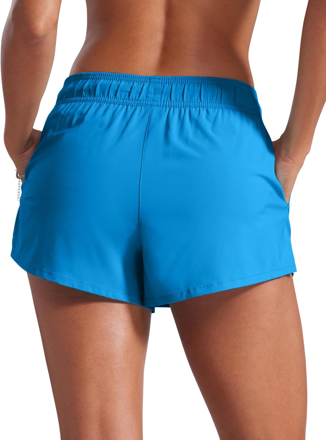 CRZ YOGA Mid Waisted Side Slit Beach Shorts for Women 3” - Dolphin Swim Board Bathing Trunks Bottoms with Liner