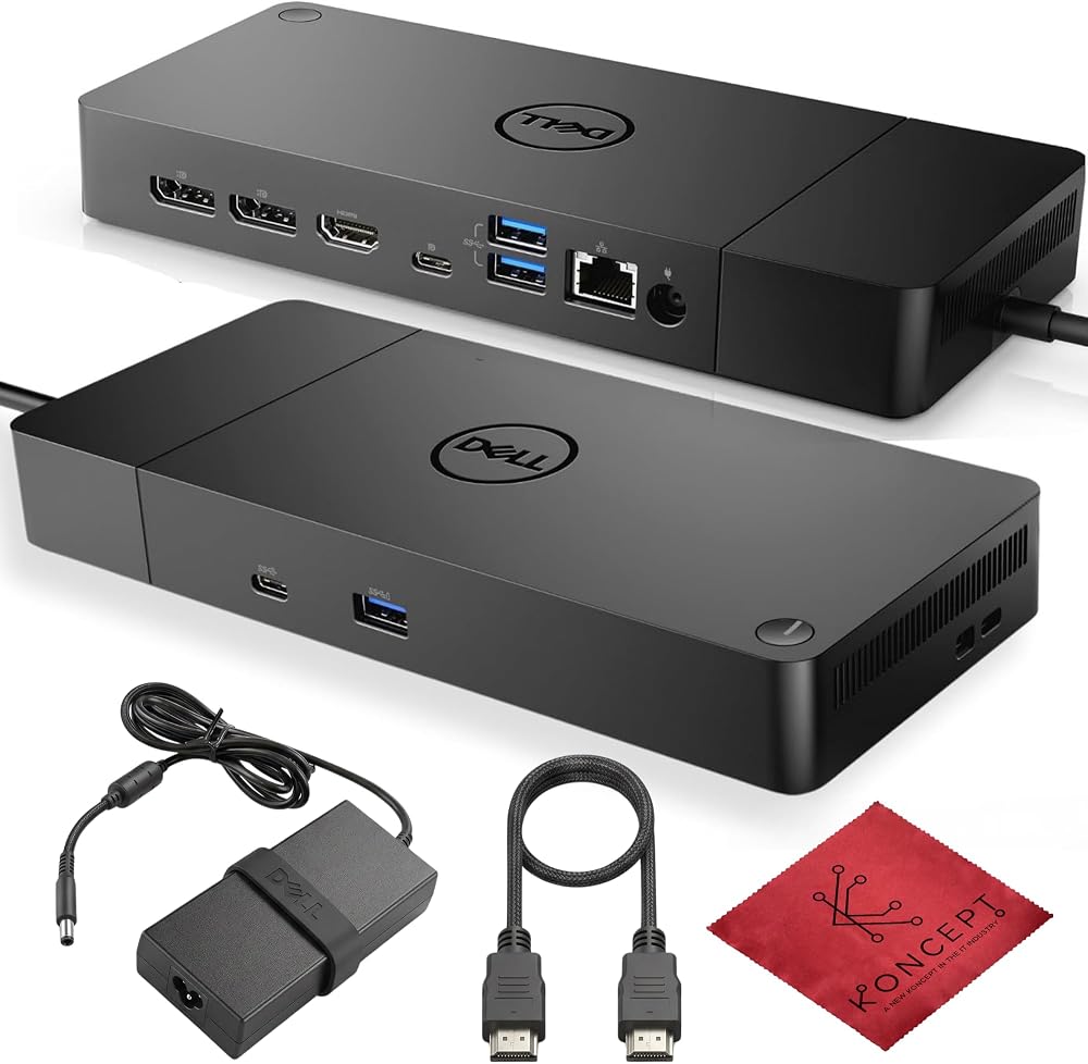 Dell WD19S USB C 도킹 스테이션 번들 - 130W 공급, HDMI 케이블 및 극세사 클리닝 천 포함 (업그레이드 버전) — 사진 1