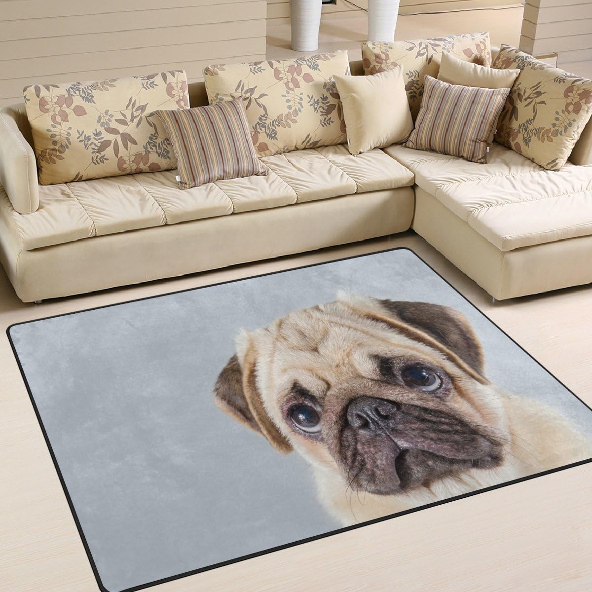 ALAZA Cute Pug Puppy Dog Area Rug Rugs for Living Room Bedroom 7' x 5'