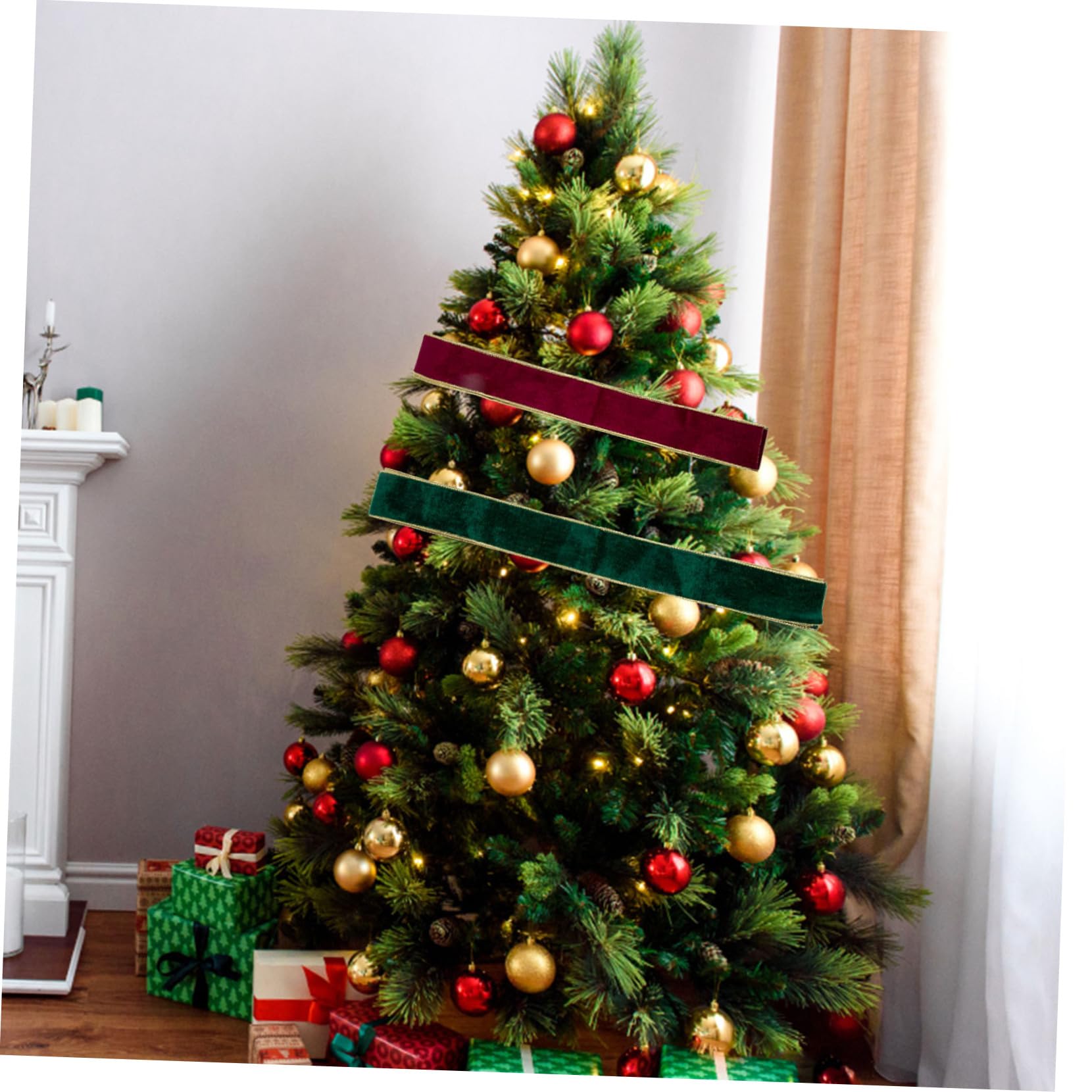 Tofficu 10rollen Neuer Titel Weihnachtsbänder Weihnachtsdeko Geschenkband Für Bastelarbeiten Dunkelrotes Und Grünes Samtband Für Geschenkverpackungen Weihnachtsbaum Und Heimdekoration