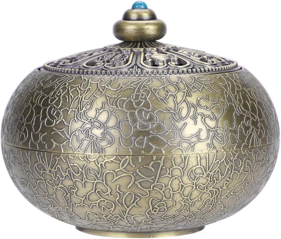 Incense Burner Holder Buddha Alloy Censer Burner Luxury Censer Bronze Vintage Metal Incense Burner Charcoal Stove Church Buddhist for Cone Stick Coil Decoration Office Room Tea House Birthday Gift