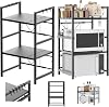 Lucn 3 Tier Expandable Microwave oven Rack Stand Storage Kitchen Corner Shelf Hold Expandable Rack Stand Storage Corner Holder Kitchen Microwave oven Shelf with 6 Hooks