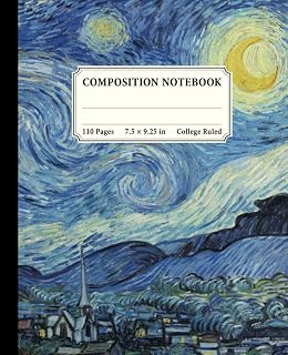 Composition Notebook College Ruled: Vincent van Gogh Starry Night Aesthetic Lined Notebook Journal - Cute Vintage Back to School Stationery Supplies for Art Lovers