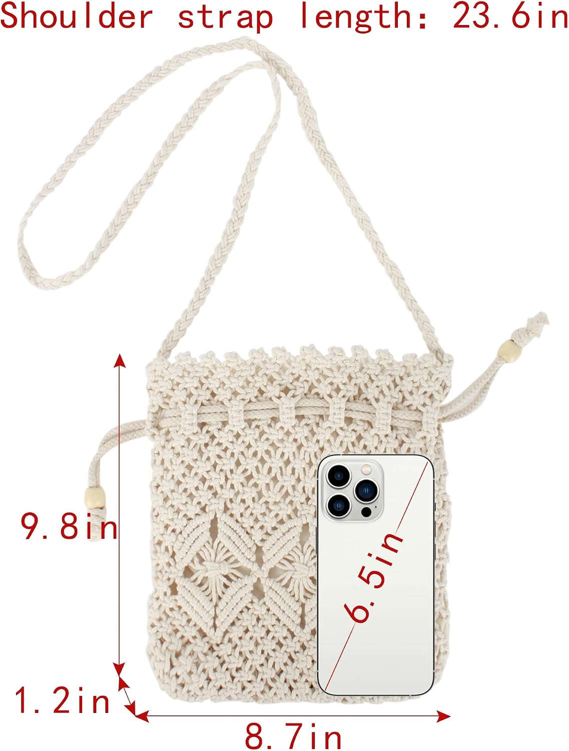 Meyaus Women's Mini Crochet Crossbody Bag - Cotton Handwoven Drawstring Purse For Summer & Beach - View #12