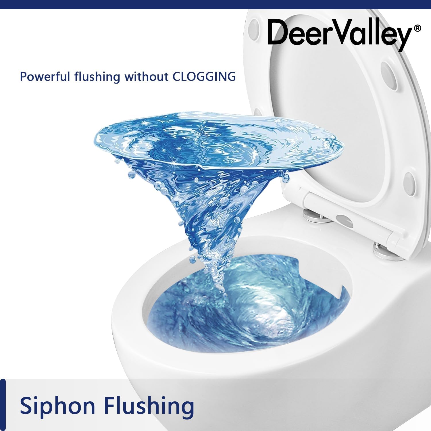 DeerValley Wall Hung Toilet Bowl, Elongated Wall Mounted Toilet with Soft Close Seat, 1.1GPF/1.6 GPF Dual Flush, Compact Toilet for Small Bathroom, White (Only Bowl)