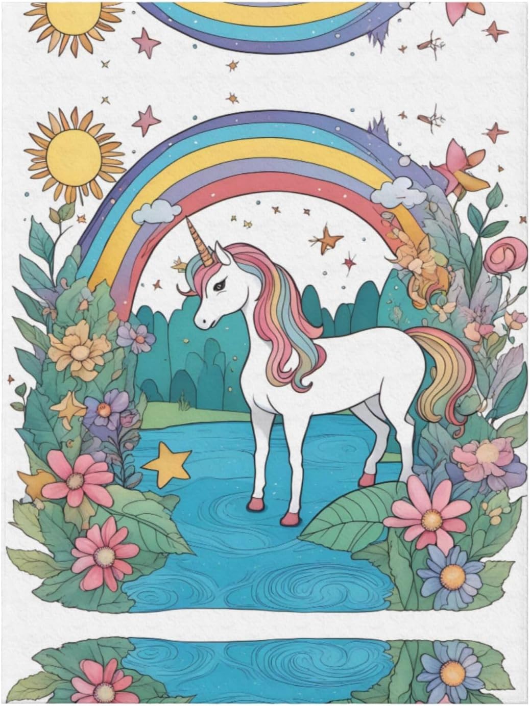 Unicorns by The River Decorative Gift Blanket, Sofa Bed Living Room Camping Travel Blanket (50 * 40 inches), Flannel Children's Blanket,
