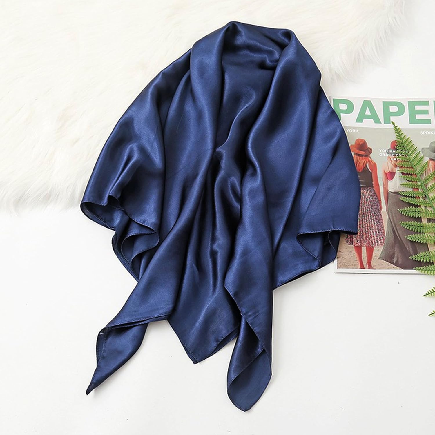 70x70cm Solid Color Scarf-Satin Silk Head Scarf for Women Men Vintage Bandanas Satin Hair Scarf Silk Wrap