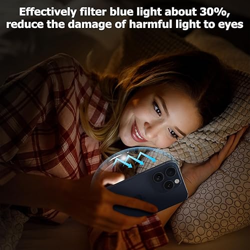 Miniatura 4 de Protector de pantalla de privacidad para iPhone 15 Pro Max con protector de lente de cámara, anti espía antiluz azul, película de vidrio templado