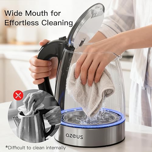 Miniatura 4 de AZEUS Hervidor eléctrico de 1500 W Cool Touch - Tetera con diseño antiquemaduras, 1,8 L, gran capacidad, sin BPA, color blanco