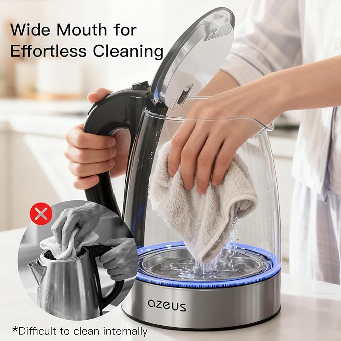 Tetera Eléctrica AZEUS 1.8L, Vidrio Borosilicato y Acero Inoxidable miniatura 5
