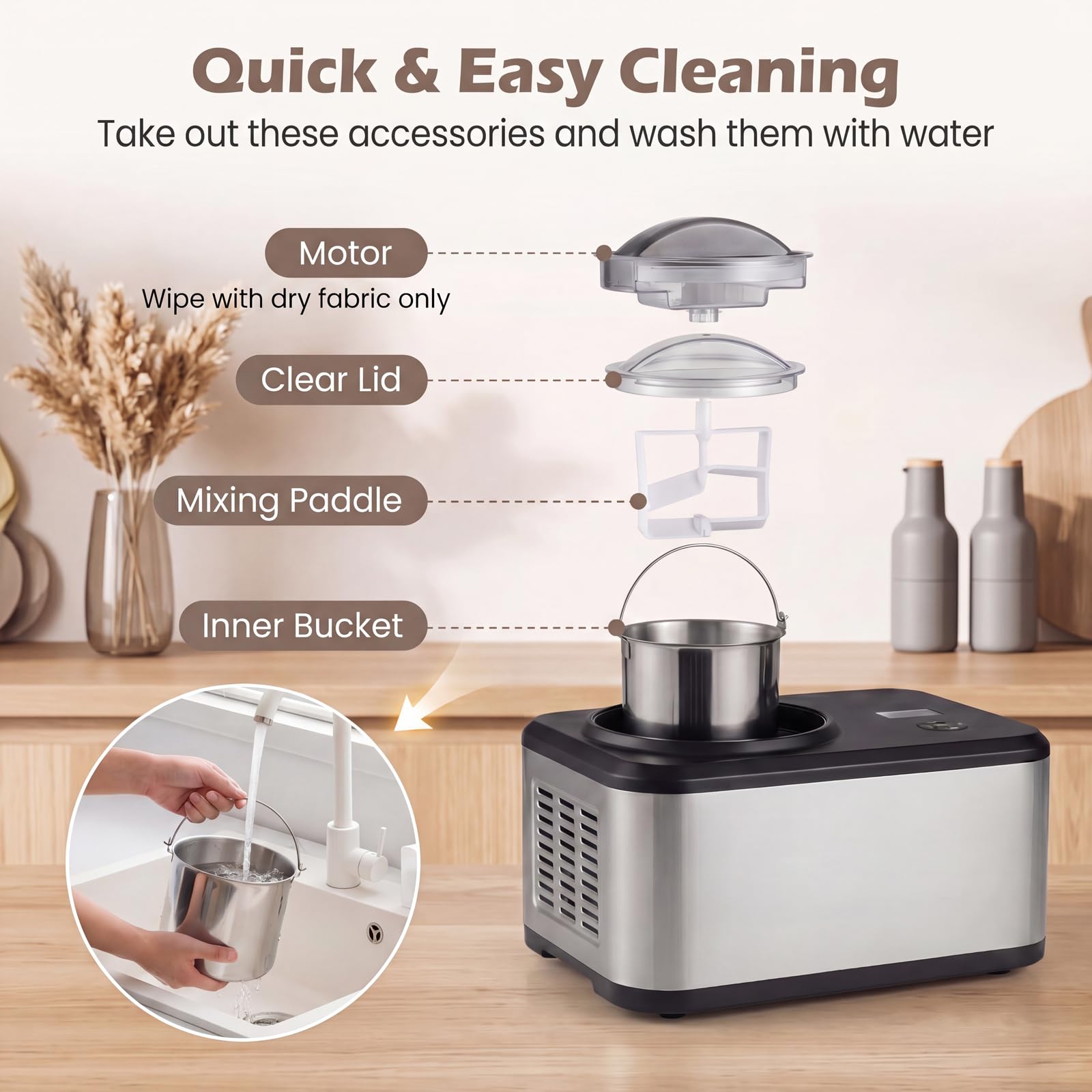 GIANTEX Gelatiera Professionale 1,5 L con Compressore e Timer