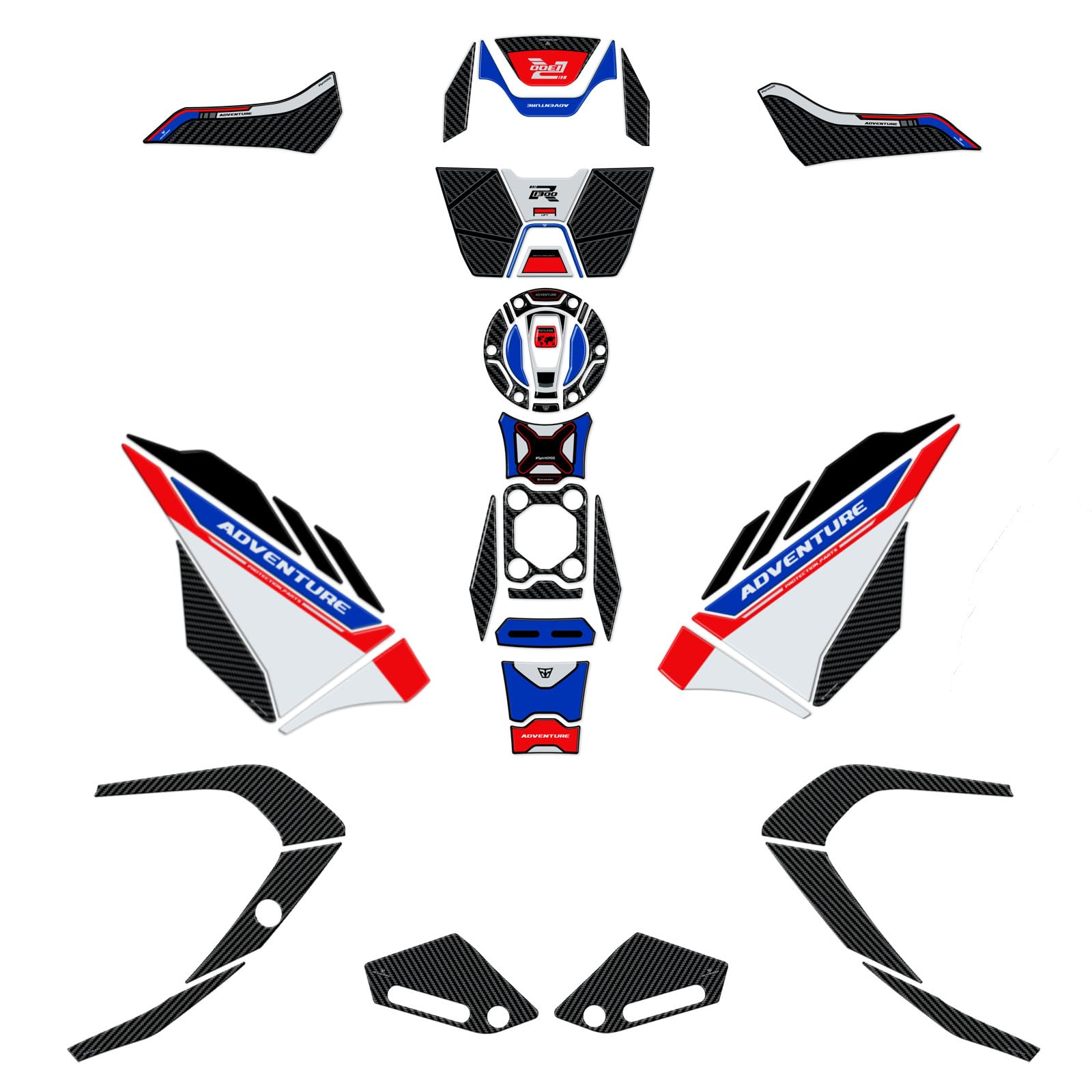 Resin Bike Kit Adhesivos Compatibles con BMW R 1300 GS Adventure Trophy 2025. Protection de Réservoir, Guardabarros, Paramanos de Choques y Arañazos de Moto. Kit Pegatinas 3D Resinadas Made in Italy