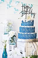 Vista 6 de Decoración de pastel de feliz cumpleaños DIY acrílico negro