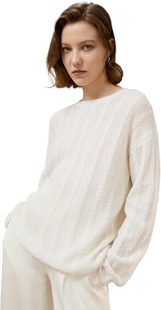 LilySilk 100% Baby Cashmere Sweater Womens Oversized Drop-Shoulder Causal