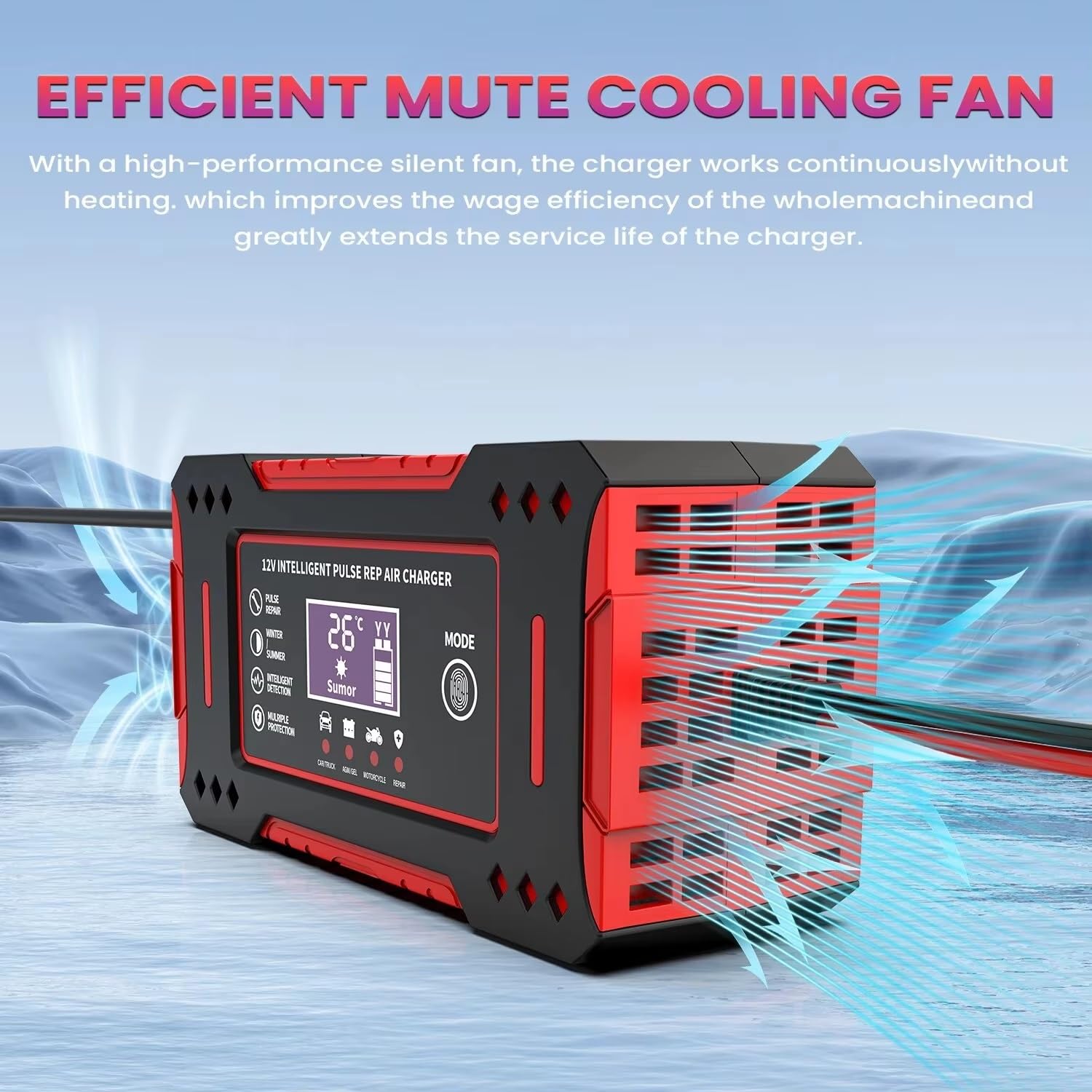 Power inverter Caricabatteria Intelligente Per Auto 6A 12V Unità Di Ricarica Per Batterie Per Auto E Moto Display LCD Per Riparazione Batterie Al Piombo