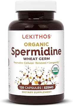 Organic Spermidine Capsules | Organic Wheat Germ Extract | Promotes Cell Renewal, Better Aging | Thiamine, Zinc, Manganese | 1050mg Per Serving | USDA Organic, Vegan, Non-GMO | 120 Capsules