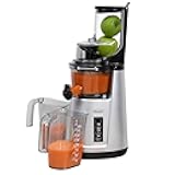 Omega Wide Mouth Juicer Compact Vertical Cold Press Vegetable and Fruit Juice Extractor with 3-Inch Hopper 2-Speed Slow Juicing with Space Saving Design, 120-Watts, Black