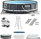 Intex Ultra XTR Frame 14' x 42" Round Above Ground Outdoor Swimming Pool Set with Sand Filter Pump, Ladder, Ground Cloth, and Pool Cover