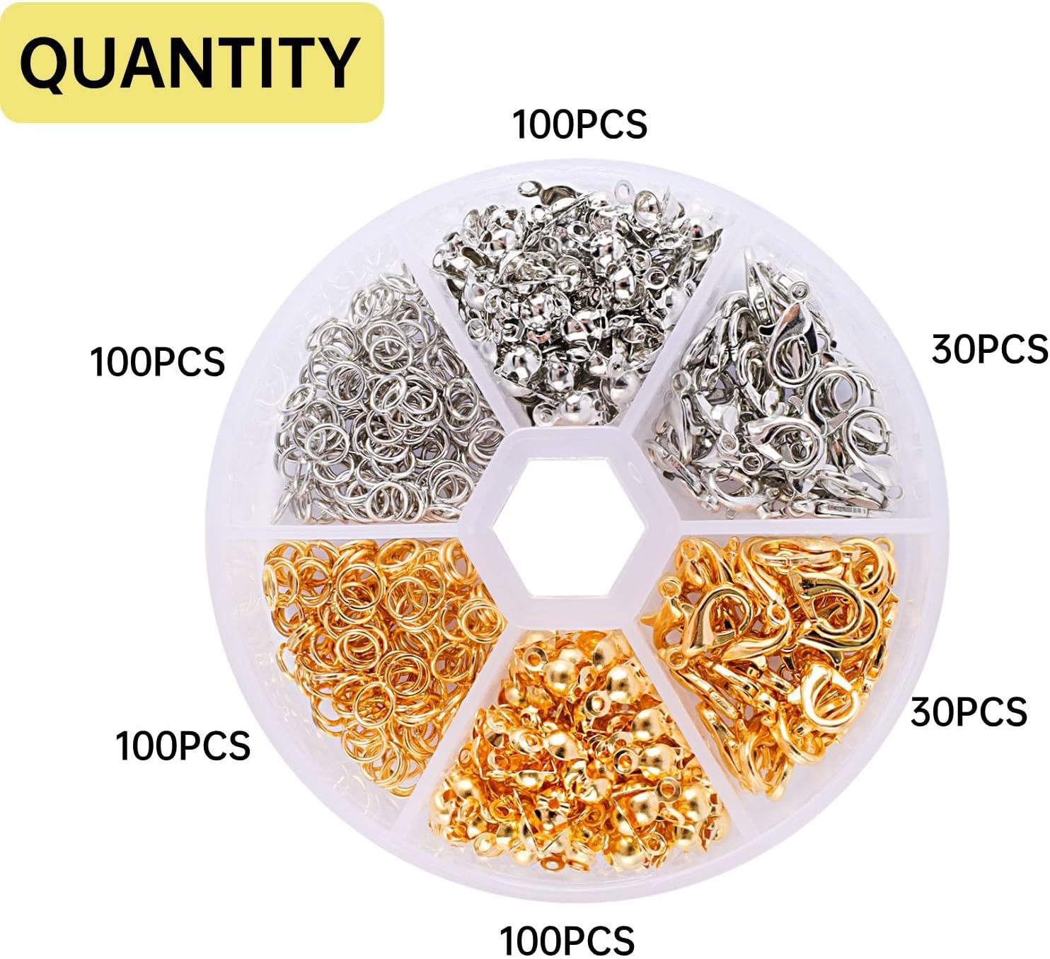 Jump Rings for Jewelry Making Supplies, Open Jump Rings and Lobster Clasps with Jewelry Pliers, Bracelet Clasps and Closures Lobster Clasps Jewelry Repair Kit, Silver and Gold