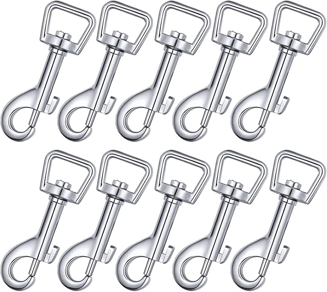 ANOTHEEE 10 Pcs 360° Swivel Snap Hooks Square Eye Swivel Bolt Snap Heavy Duty Swivel Trigger Hooks Clips, Stainless Steel Clips Clasp Suitable for connecting pet collars and keychains