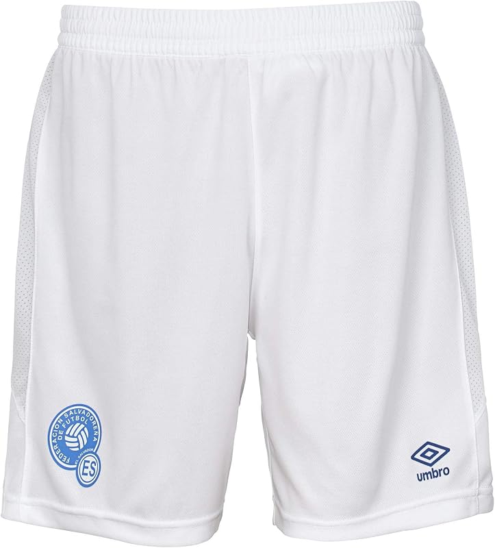 Umbro El Salvador - Pantalones cortos de fútbol para hombre, color blanco