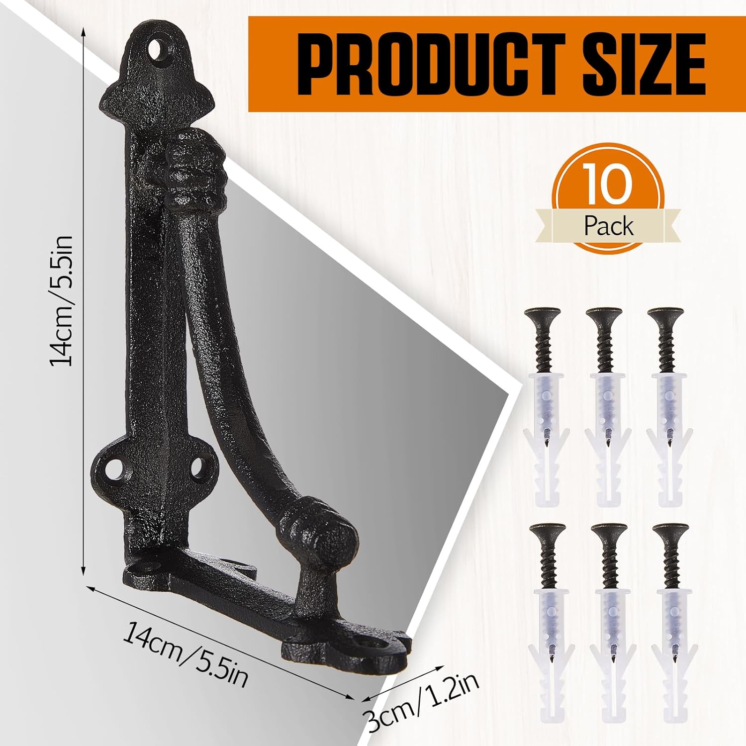 Gisafai 10 Pcs Decorative Shelf Brackets 5.5 Inch Cast Iron Half Round Open Shelf Metal Bracket Heavy Duty Black Farmhouse Wall Floating for DIY