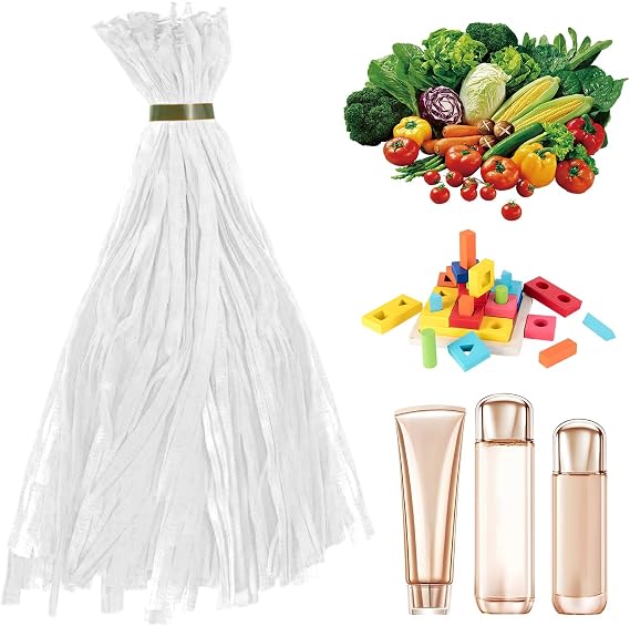 Reusable Produce Bags 15.7InchBreathableReusableNetStoragePreservation | 100-Piece Stretchable Net Bags for Vegetables Loop-Style Closure Grocery Shopping, Fruit Food Preservation, Kitchen Refrige