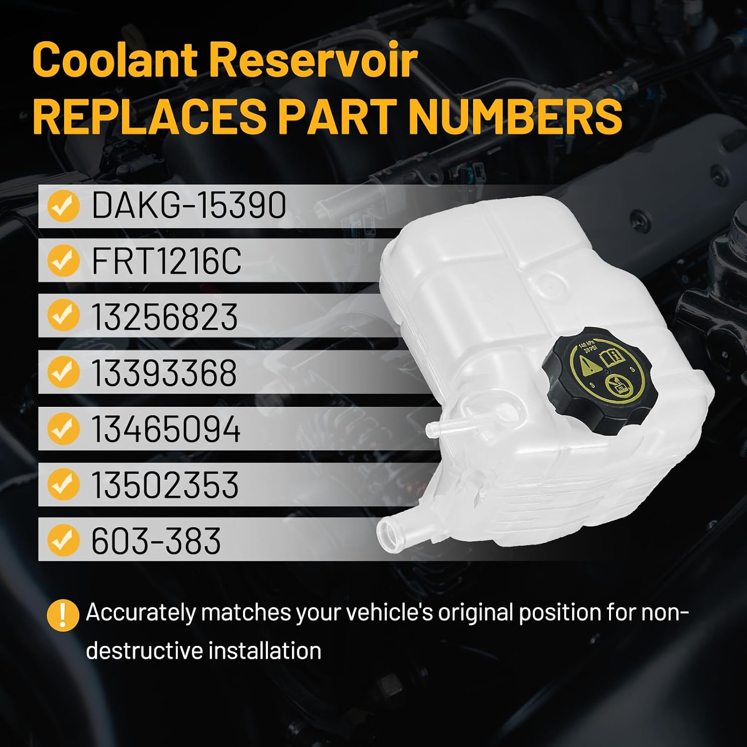 Coolant Reservoir Tank 603-383 Compatible with 2010-2016 Chevy Cruze 2012-2014 Chevy Orlando 2016-2019 Cascada 2012-2017 Verano Replace 13256823 13465094 13393368 Engine Coolant Reservoir