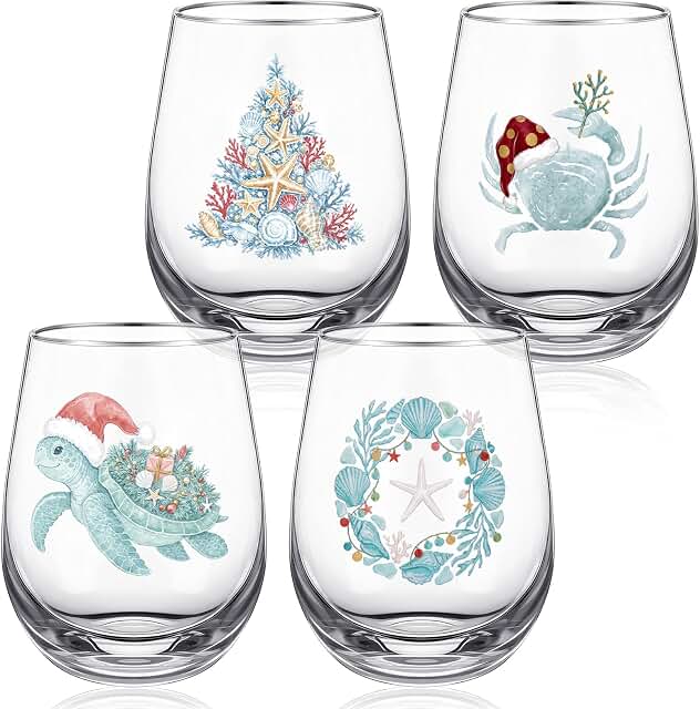 Havawish Coastal Christmas Wine Glasses