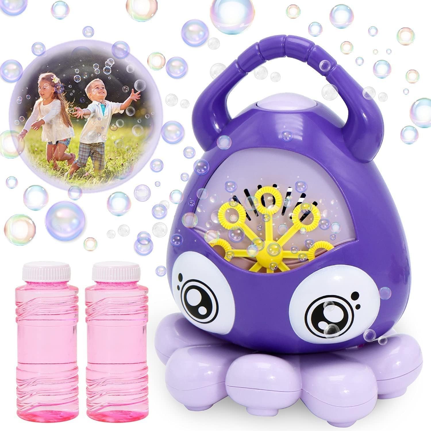 JOYIN Bubble Machine Blower for Toddlers, Octopus Auto Bubble Maker Easy to Use with Bubble Solutions for Kids 3000+ Bubbles/min, Portable Bubble Toys for Wedding Indoor Outdoor, Birthday
