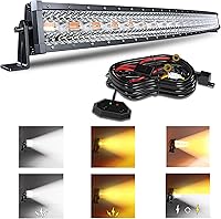 Vista 19 de Barra de luz LED curva de 52 pulgadas y 300 W, luz estroboscópica blanca/ámbar con seis modos, luces de conducción antiniebla, combo de penetración