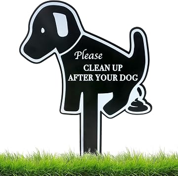 Handook No Dog Poop Signs for Yard, Clean Up After Your Dog Sign, Funny Metal No Poop Signs for Lawn, Perfect for Outdoor Lawn and Garden insert-1