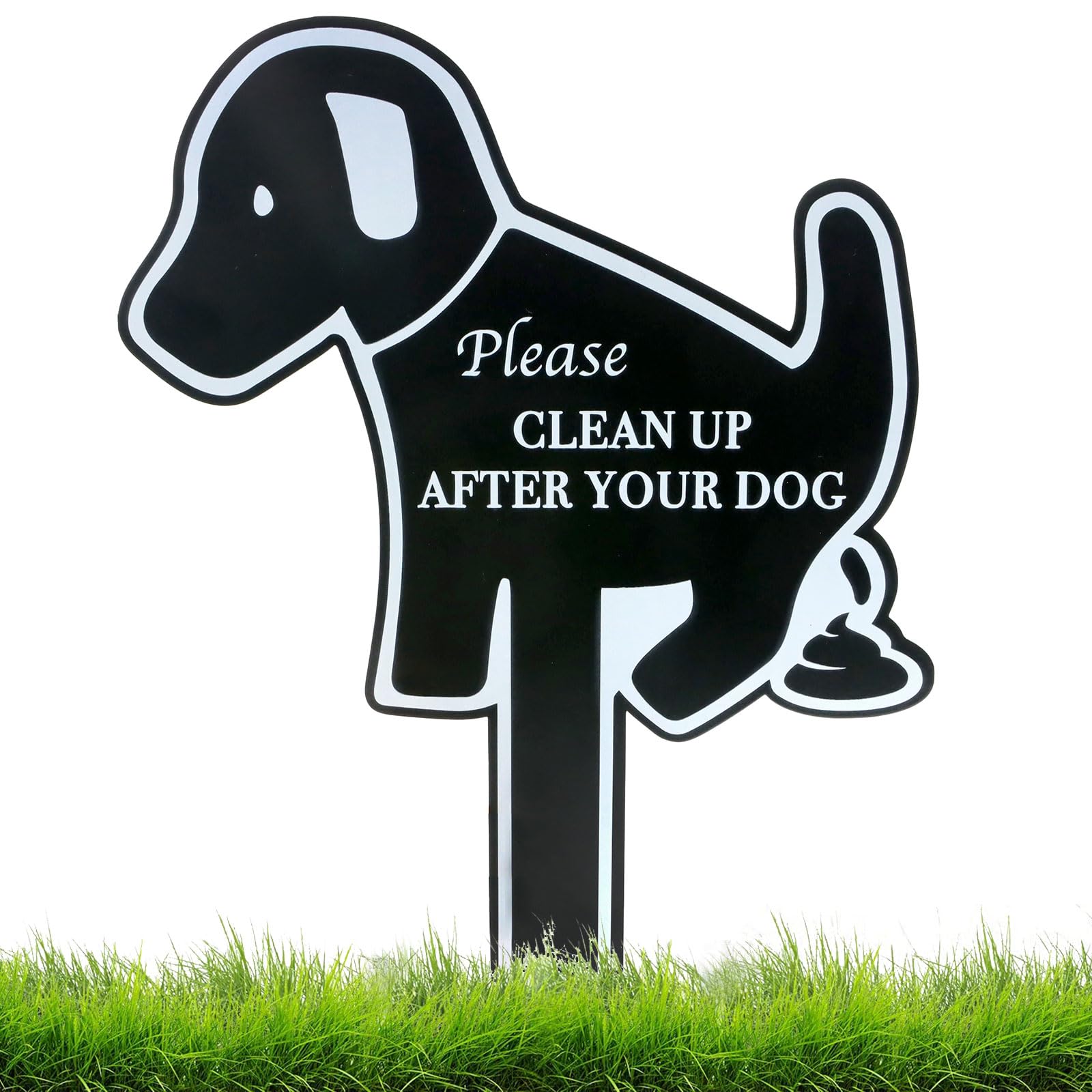 Handook No Dog Poop Signs for Yard, Clean Up After Your Dog Sign, Funny Metal No Poop Signs for Lawn, Perfect for Outdoor Lawn and Garden (insert-1)