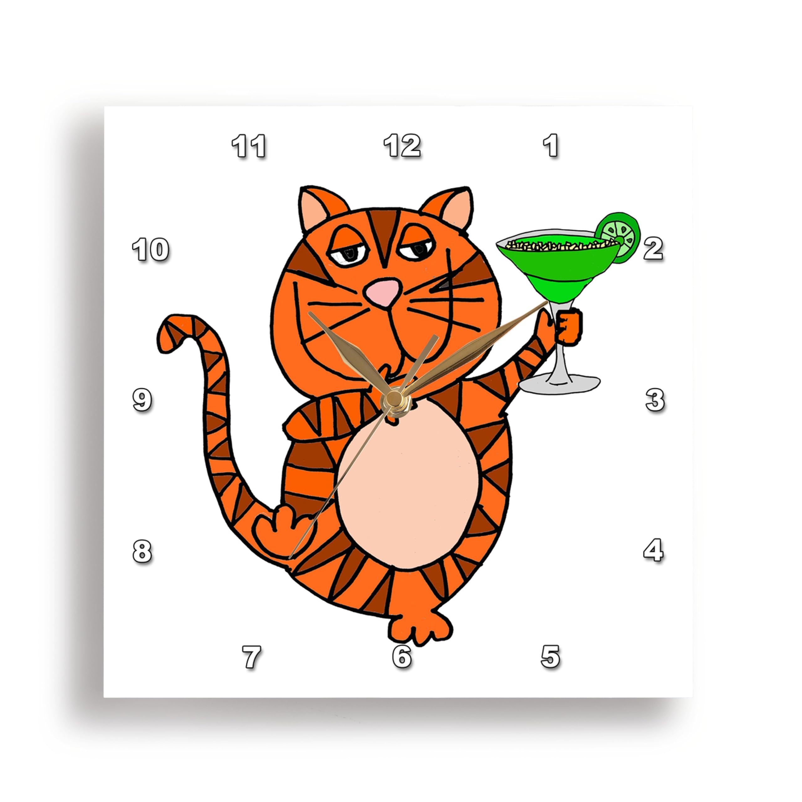 Horloge murale chat tigré orange buvant une margarita 13x33cm 3dRose dpp_263854_2