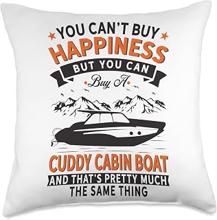 Boating - Can't Buy Happiness But Buy Cuddy Cabin Boat Throw Pillow
