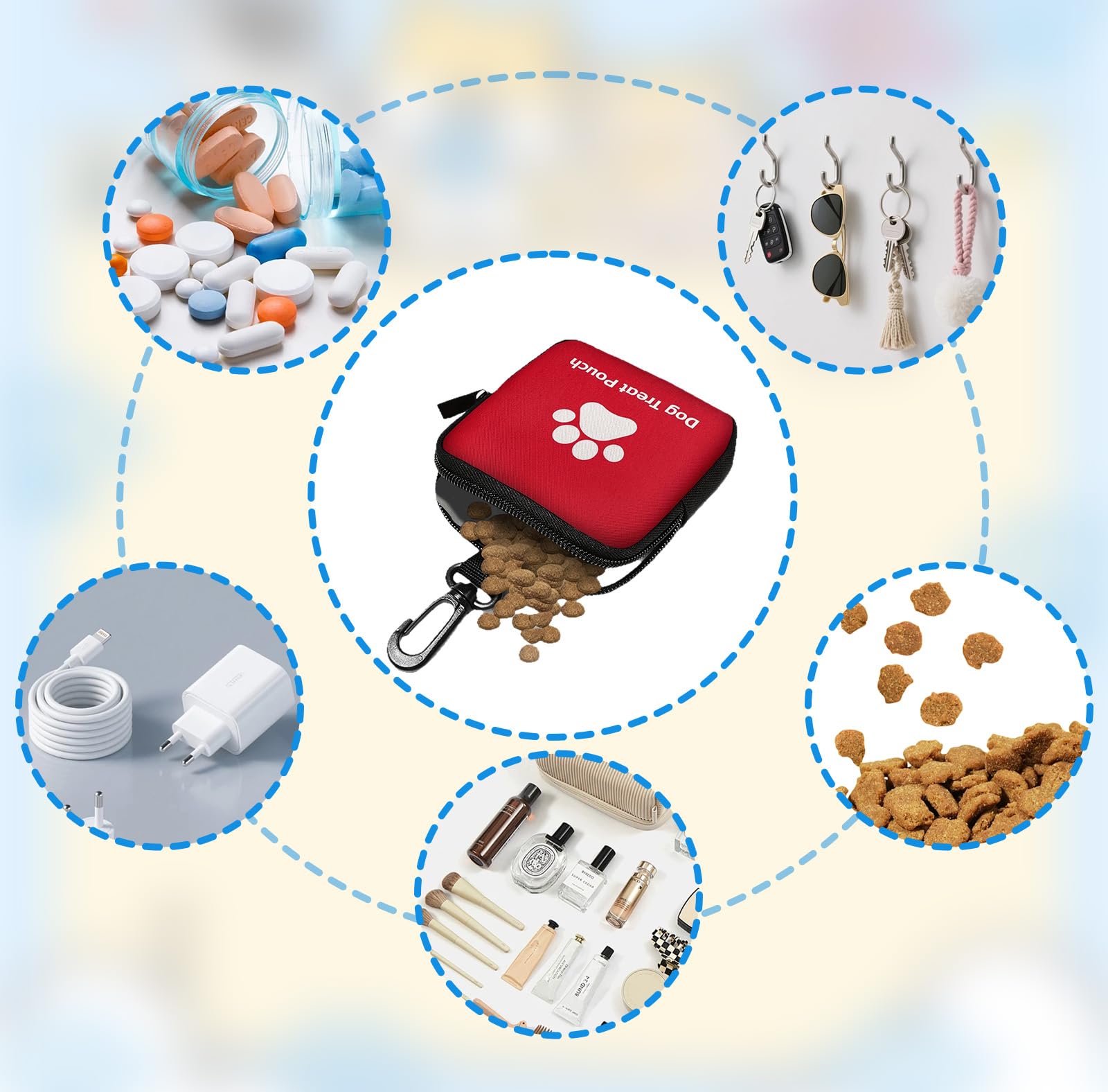 VEGCOO 2 Pz Porta Premietti per Cani Borsa con Cerniera e Moschettone, Sacchetti Portatili per Animali Domestici in Piccola, Borsa Addestramento Cane Porta Premietti per Cani per Viaggi, Uso Esterno