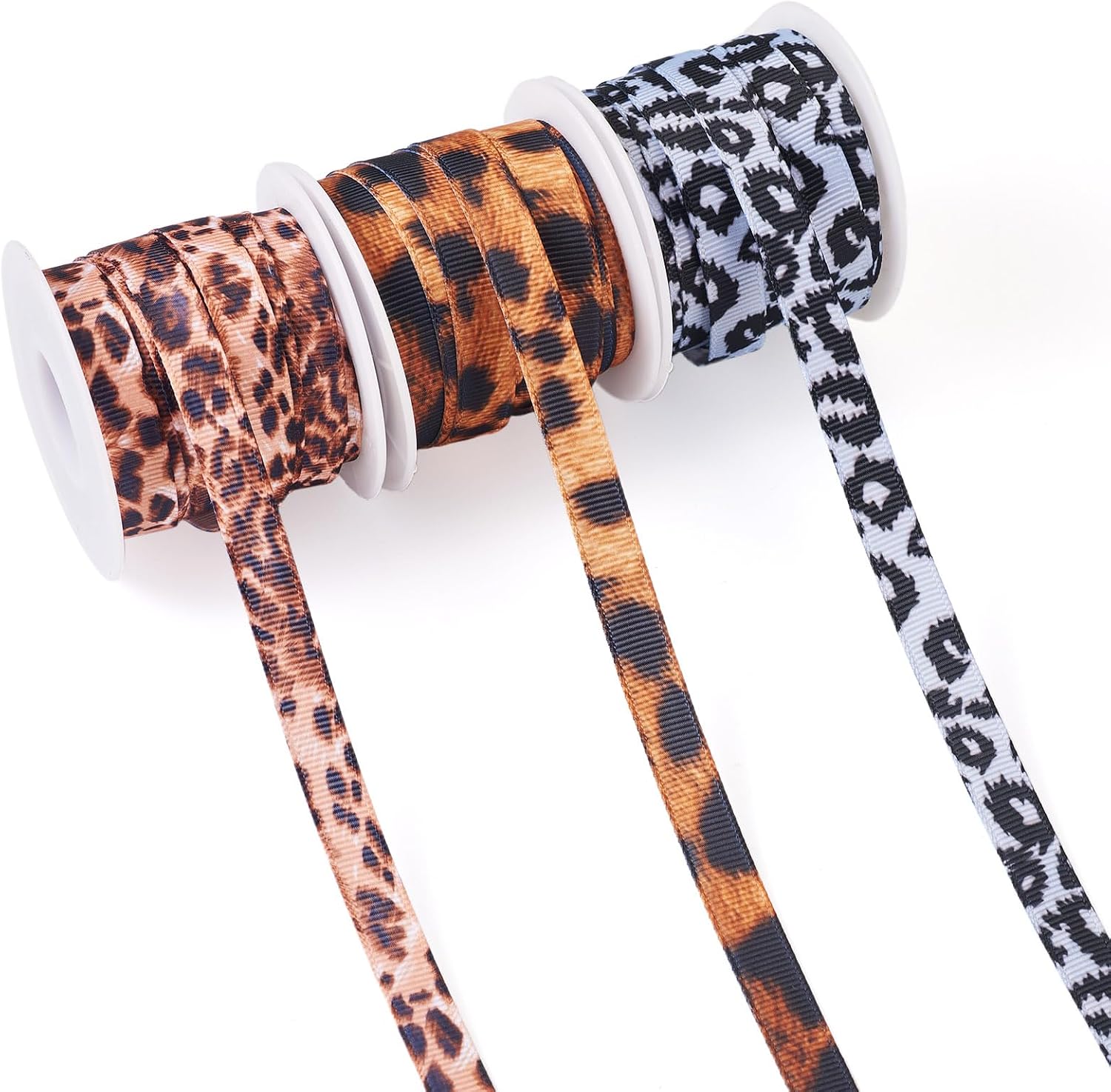 Amazon.com: Bestewelry 30 Yards 3/8 Inch Leopard Print Grosgrain Ribbon ...