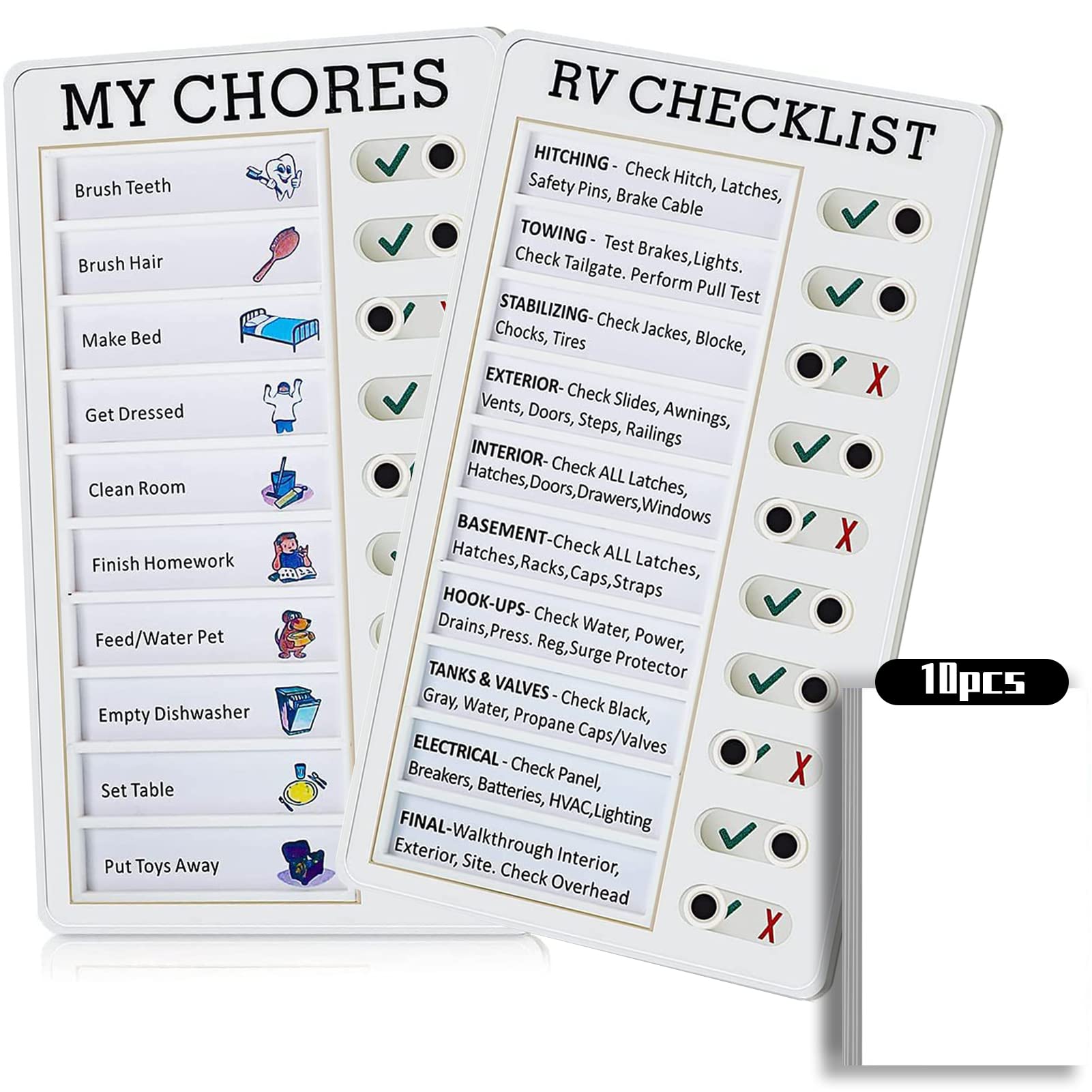 Study Planner 2 Pcs Dry Erase Chore Chart For Kids, Magnetic Whiteboard ...