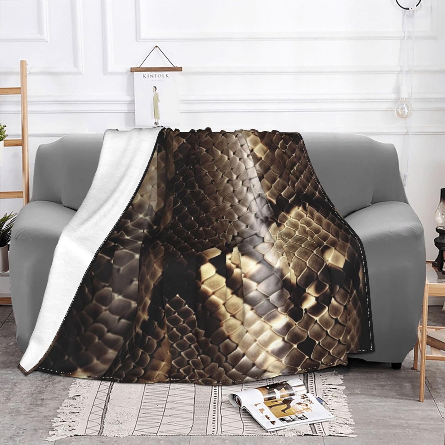 Ultra-Soft Micro Fleece Blanket Snake Skin Throw Blanket Warm Fuzzy Plush Blanket Lightweight Flannel Throw Blankets for Couch Sofa Bed 80"x60" Soft Cozy Microfiber Blanket for All Season