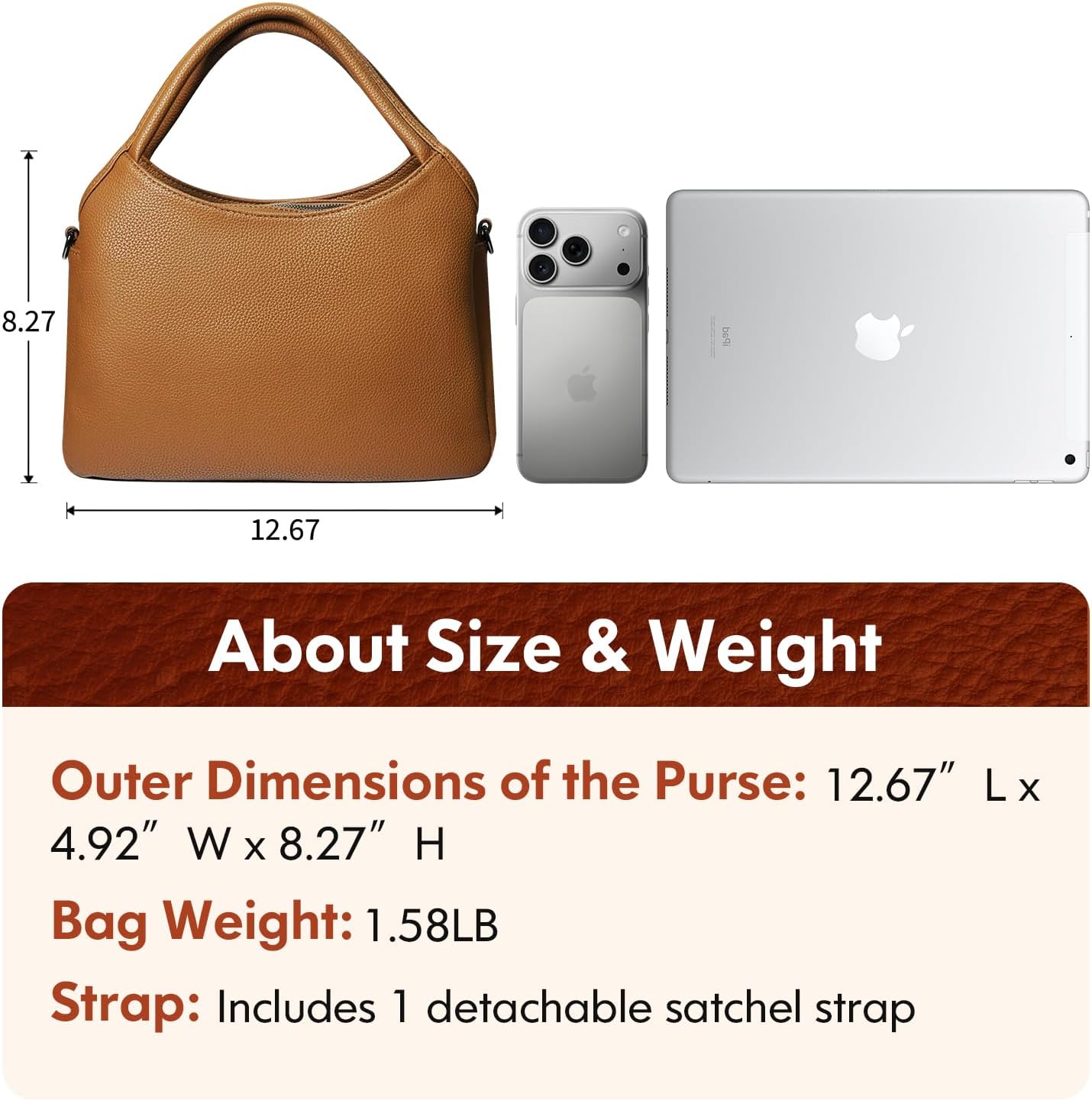 KOGTLA Vegan Leather Purses for Women with Detachable Satchel Strap, Ladies Handbags Work Tote Bag, Hobo Bags - Image 5