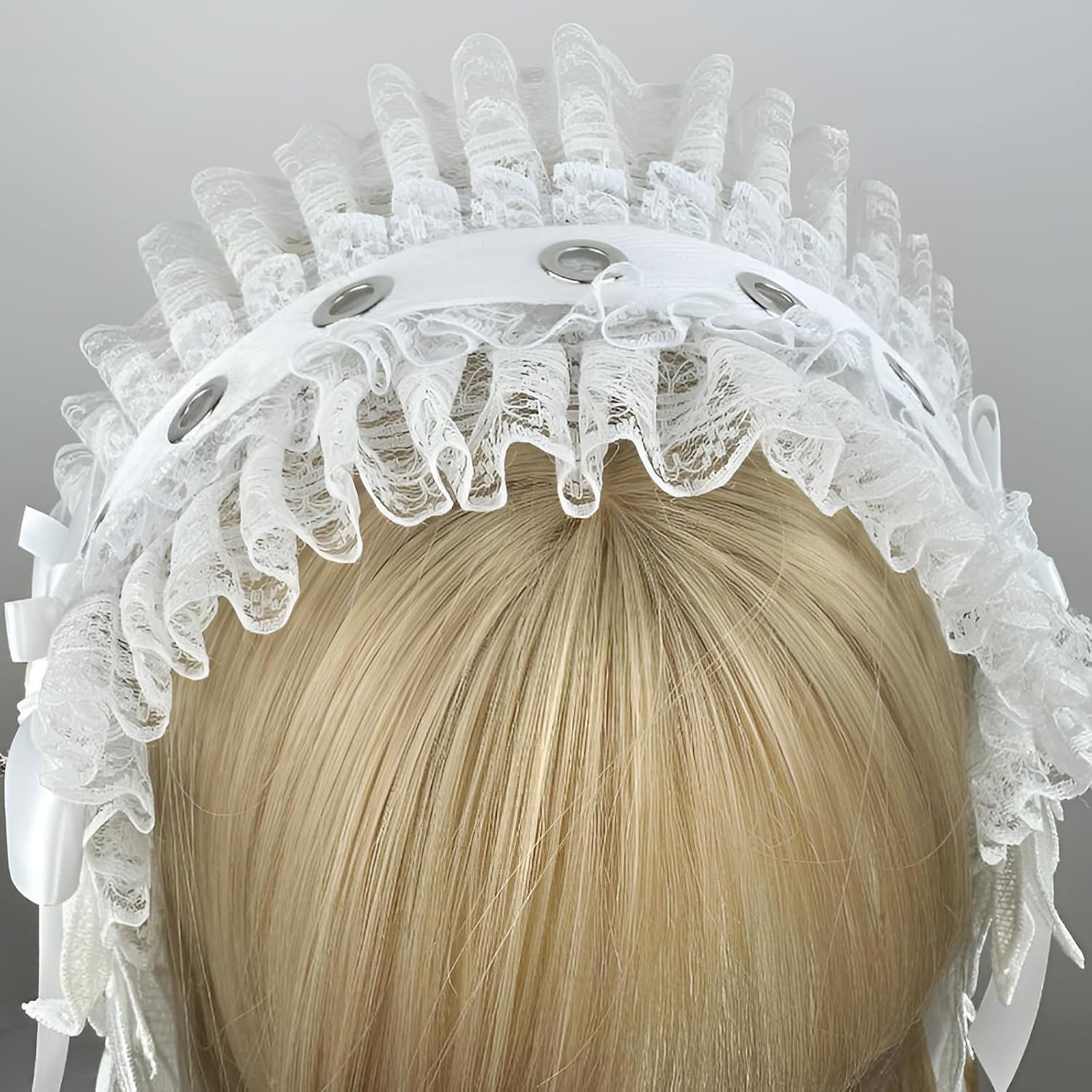 Lolita Headband–Gothic Lolita Hair Accessories with Wing Bow&Cross,Maid Headpiece for Lolita Dress Cosplay (white) image 5