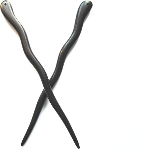Zz-bg-charming 2 Count Hair Sticks Natural Ebony (Black Sandalwood) Handmade Carved Hair Clip Shawl Hair Pins Pack of 2 Pcs :Charming
