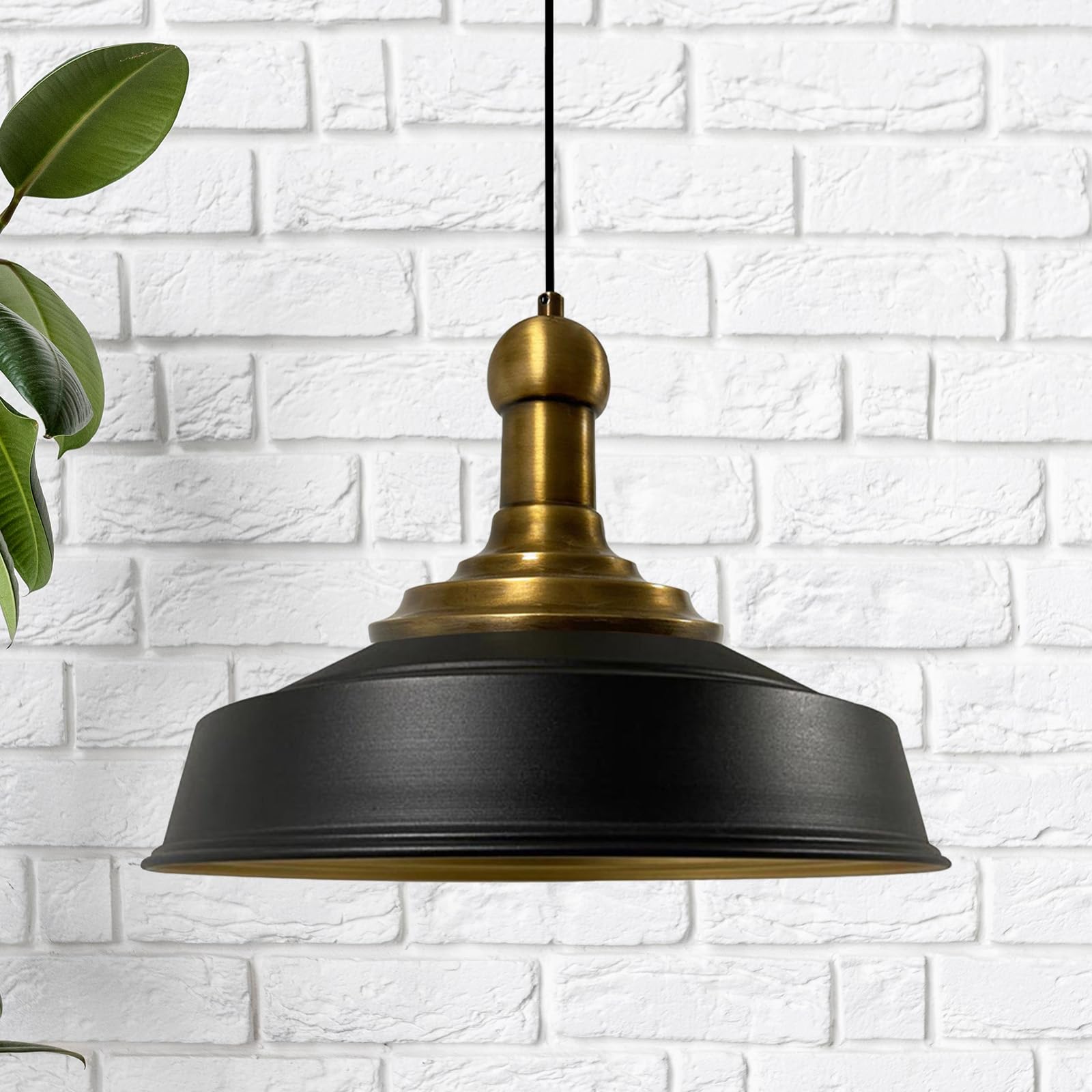Bamyum Asletl Long-Knob 41 cm Industrial Pendant Light, Vintage Metal Kitchen Chandelier for Living Room, Dining Room - Black — image 1