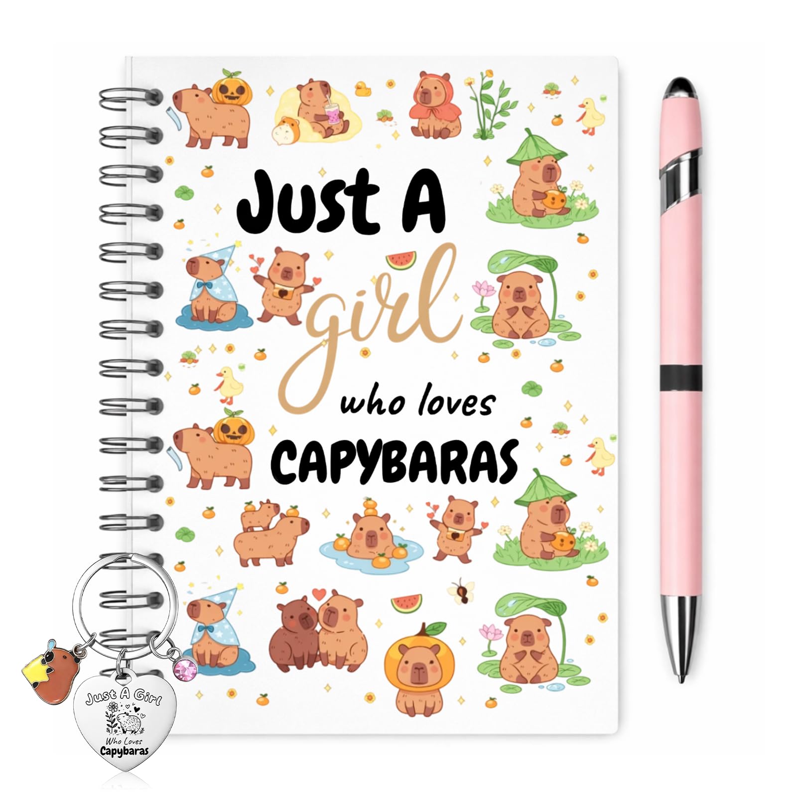 3 Pcs Capybara Gifts Set, Capybara Notebook with Pen and Keychain, Birthday Gifts for Women Animal Lovers, Perfect Capybara Gifts for Girls, Suitable for Gifting to Family, Friends, and Colleagues