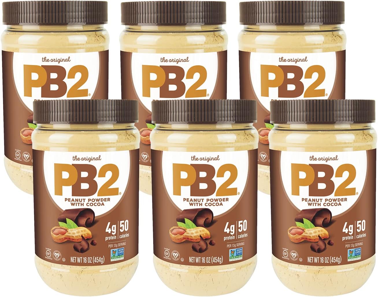PB2 Powdered Peanut Butter with Cocoa Bundle, 16 oz (6 pack)