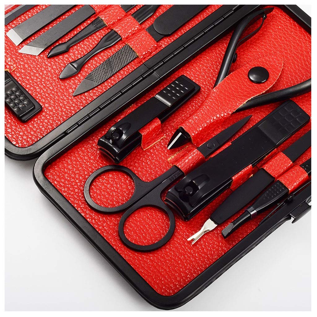 Juego de manicura, Juego de uñas, Manicura Herramienta de manicura de uñas Juego de Herramientas de pedicura Caja de Moda portátil de Viaje (Rojo) Kit de manicura (Color : A)