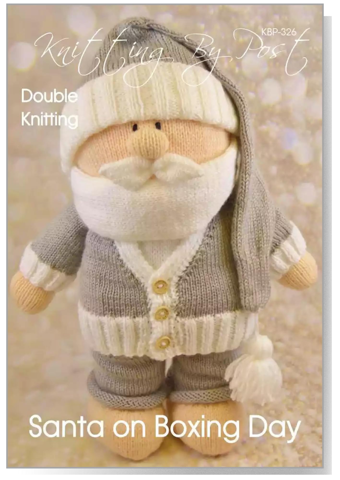 Knitting By Post Grey And White Knitting Pattern Booklet - Extra Large Santa On Boxing Day Instructions From Knitters A5 Uk Christmas Leaflet. The Ultimate Christmas Knitting Gift. Festive & Fun.