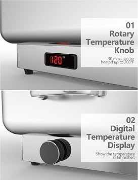 Electric Chef Chafing Dish Buffet Set 9QT Buffet Servers and Warmers Digital Display Temperature with 1 Full-Size Pan & 2 Half-Size Pan Warming Tray Stainless Steel Food Warmer for Parties Commercial